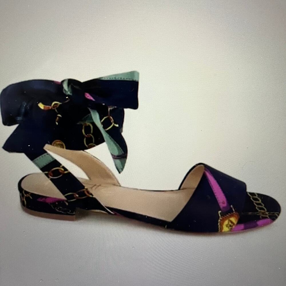 Nanette Lepore Gabriella Flat Sandal W/Scraf Ankle Wrap Size 8